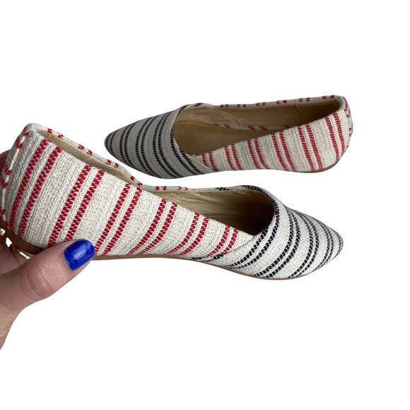 Market & Spruce Womens Striped Canvas Flats Size 6 Red & Black cream - Picture 8 of 8